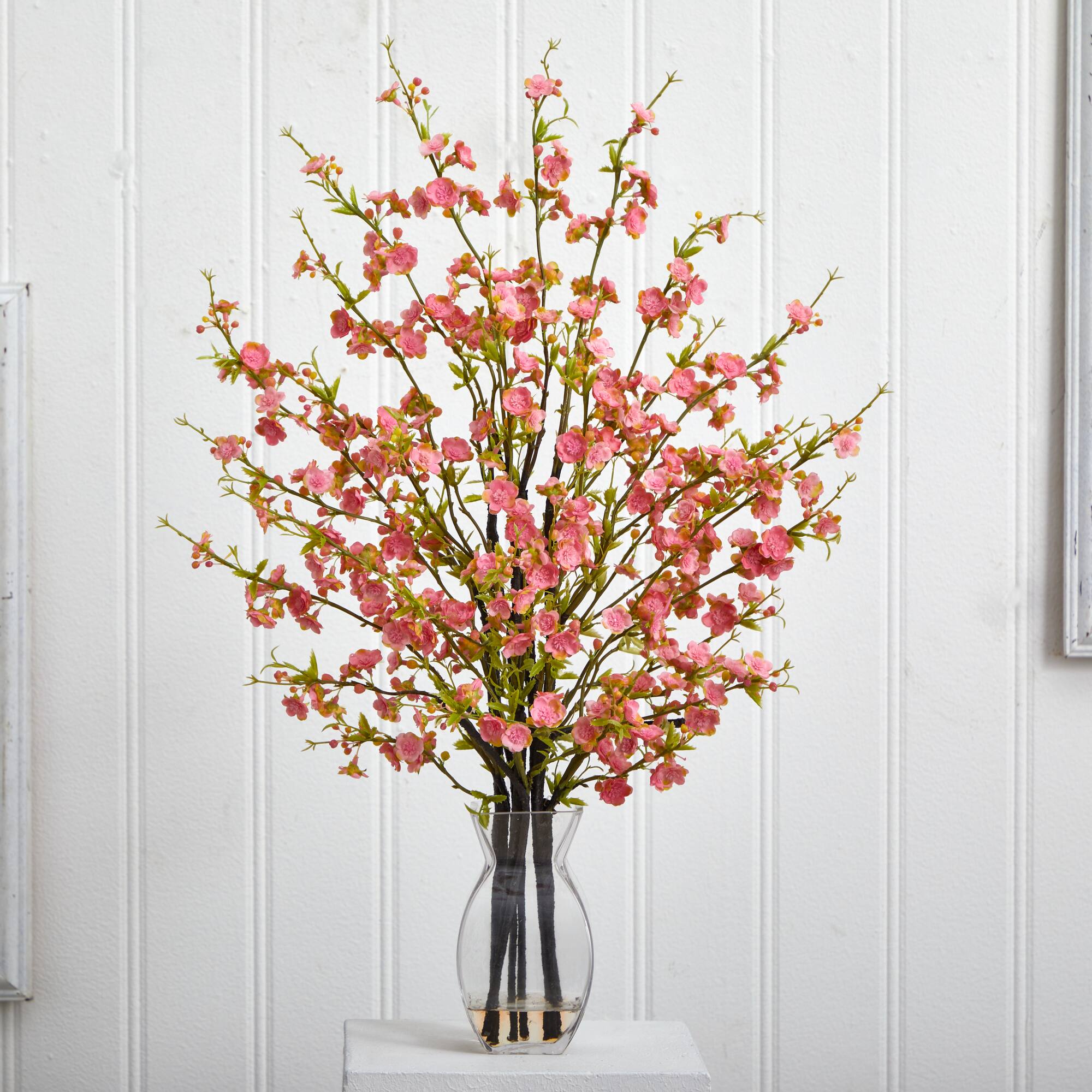 2ft. Pink Cherry Blossom in Glass Vase